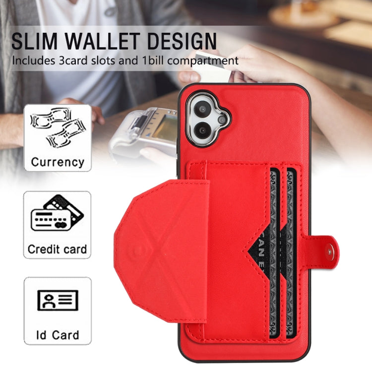 For Samsung Galaxy A04E / F04 / M04 Shockproof Leather Phone Case with Card Holder(Red) by buy2fix