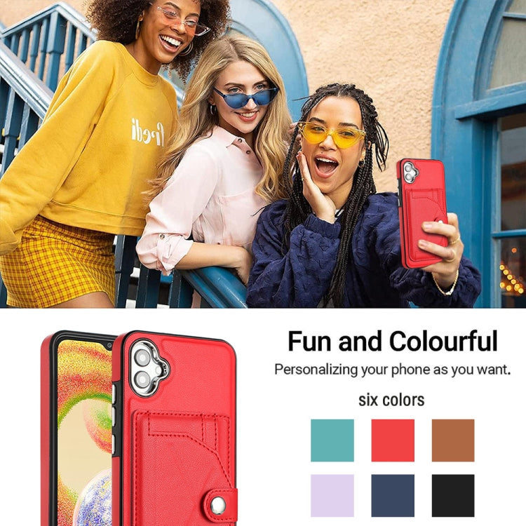 For Samsung Galaxy A04E / F04 / M04 Shockproof Leather Phone Case with Card Holder(Red) by buy2fix