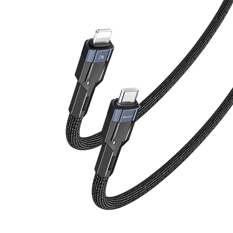 YESIDO CA107 1.2m 2.4A USB-C / Type-C to 8 Pin OD0.6 Charging Data Cable(Black+Blue) - 2 in 1 Cable by Yesido | Online Shopping UK | buy2fix