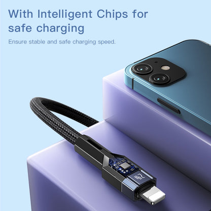 YESIDO CA107 1.2m 2.4A USB-C / Type-C to 8 Pin OD0.6 Charging Data Cable(Black+Blue) - 2 in 1 Cable by Yesido | Online Shopping UK | buy2fix