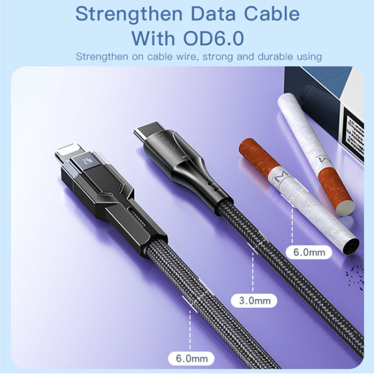 YESIDO CA107 1.2m 2.4A USB-C / Type-C to 8 Pin OD0.6 Charging Data Cable(Black+Blue) - 2 in 1 Cable by Yesido | Online Shopping UK | buy2fix