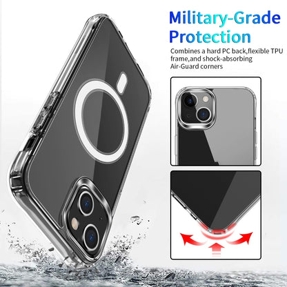 For iPhone 15 Four Corner Airbags MagSafe Magnetic Phone Case(Transparent) - iPhone 15 Cases by buy2fix | Online Shopping UK | buy2fix