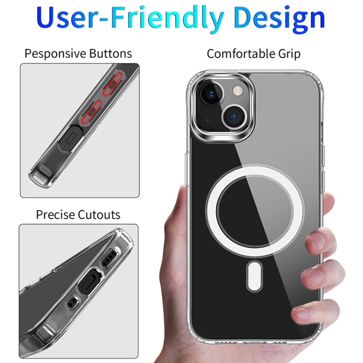 For iPhone 15 Four Corner Airbags MagSafe Magnetic Phone Case(Transparent) - iPhone 15 Cases by buy2fix | Online Shopping UK | buy2fix