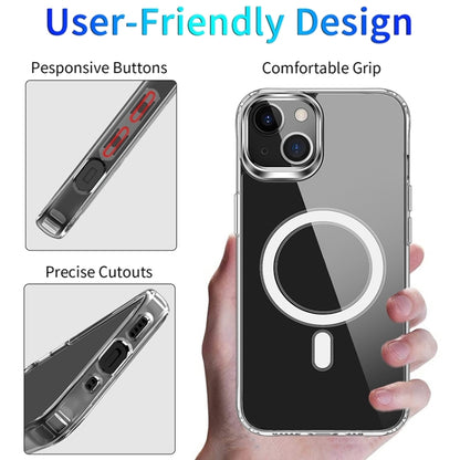 For iPhone 15 Four Corner Airbags MagSafe Magnetic Phone Case(Transparent) - iPhone 15 Cases by buy2fix | Online Shopping UK | buy2fix