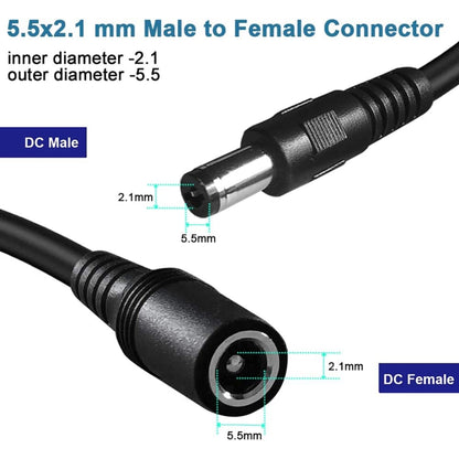 8A 5.5 x 2.1mm Female to Male DC Power Extension Cable(Black) - Universal Power Adapter by buy2fix | Online Shopping UK | buy2fix