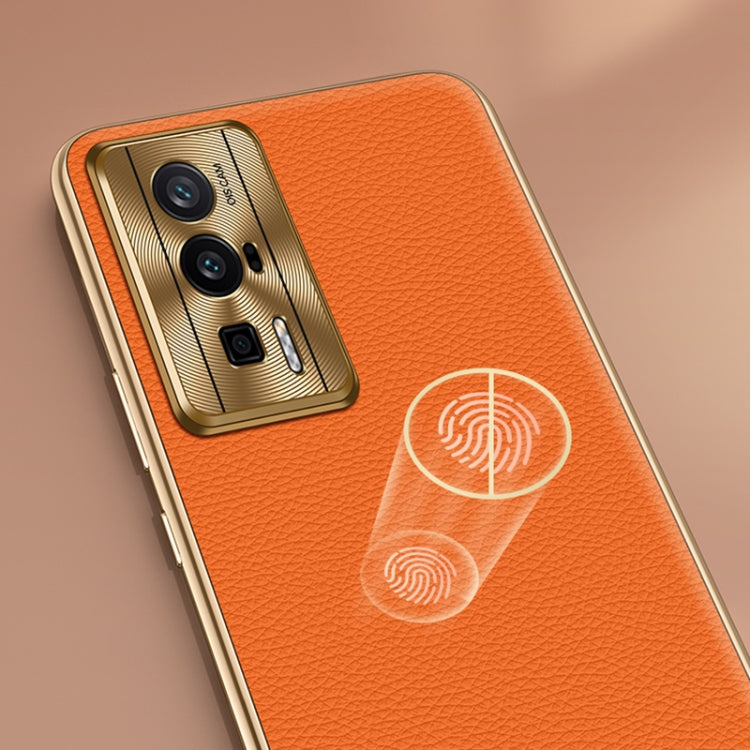 For Xiaomi Redmi K60 Pro Litchi Texture Genuine Leather Phone Case(Blue) by buy2fix