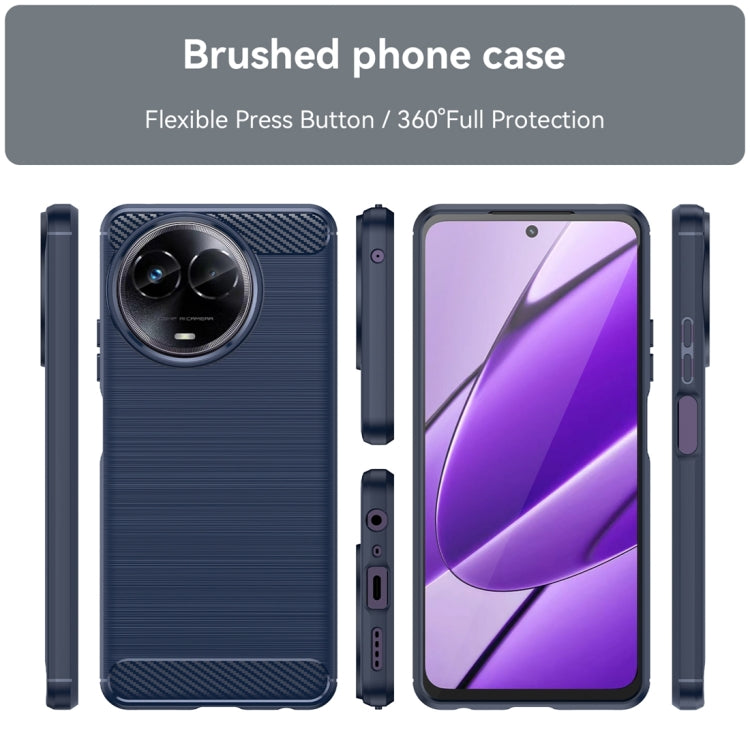 For Realme 11 5G Carbon Fiber Brushed Texture TPU Phone Case(Blue) - Realme Cases by buy2fix | Online Shopping UK | buy2fix