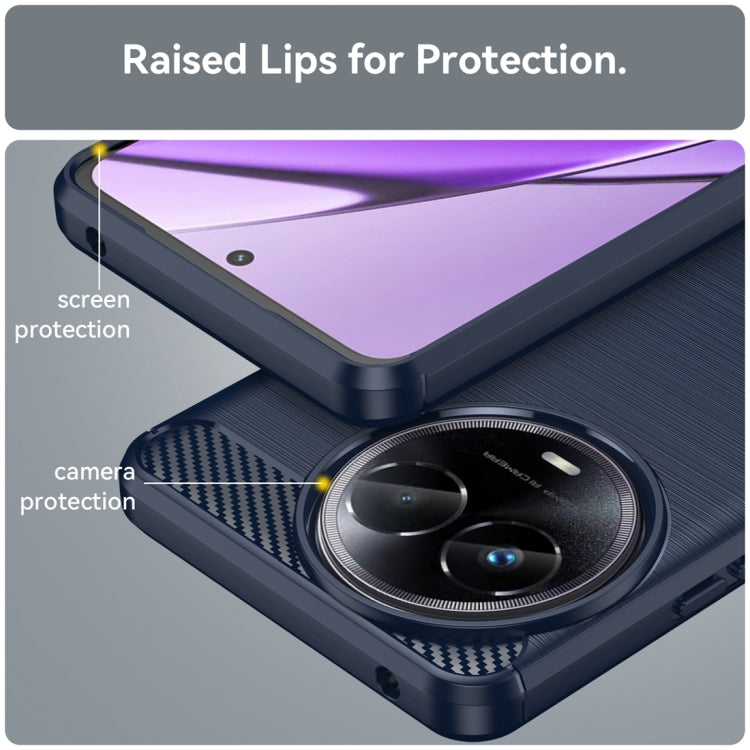 For Realme 11 5G Carbon Fiber Brushed Texture TPU Phone Case(Blue) - Realme Cases by buy2fix | Online Shopping UK | buy2fix
