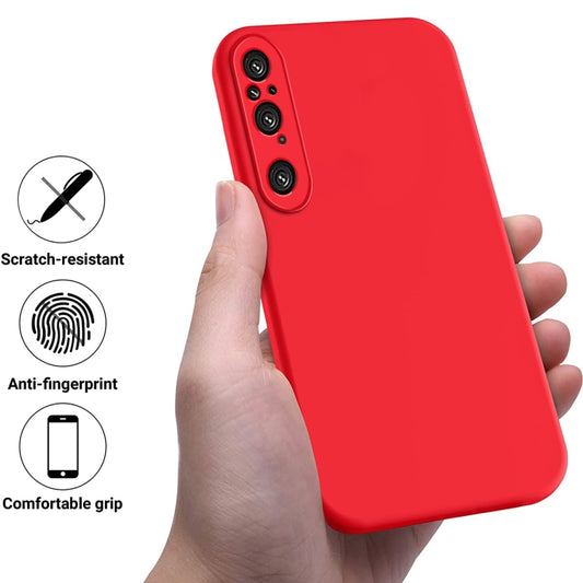 For Sony Xperia 1 V Solid Color Liquid Silicone Dropproof Full Coverage Phone Case(Red) by buy2fix