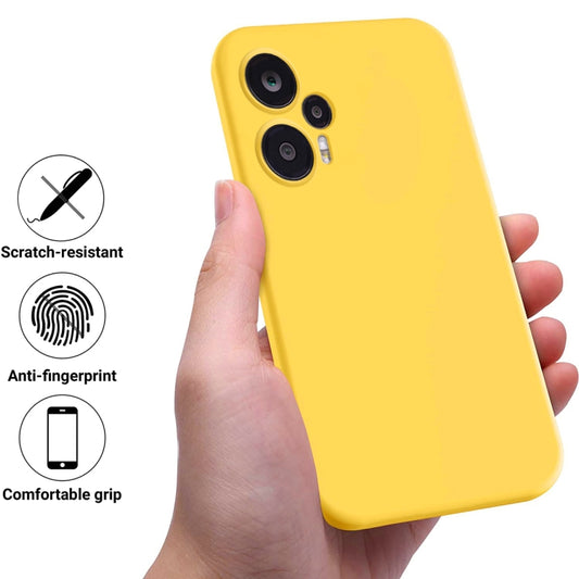 For Xiaomi Poco F5 5G Pure Color Liquid Silicone Shockproof Phone Case(Yellow) by buy2fix