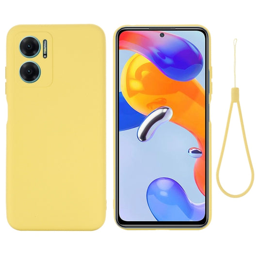 For Xiaomi Redmi 11 Prime 5G Pure Color Liquid Silicone Shockproof Phone Case(Yellow)