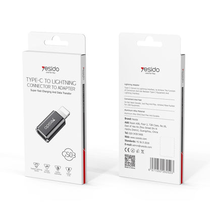 Yesido GS03 8 Pin to Type-C Charging Adapter(Black) - Converter & Adapter by Yesido | Online Shopping UK | buy2fix