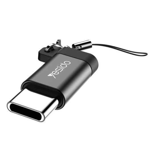 Yesido GS04 Type-C to Micro USB Mini Connector Adapter with Keychain(Black) - Converter & Adapter by Yesido | Online Shopping UK | buy2fix