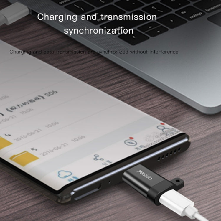 Yesido GS04 Type-C to Micro USB Mini Connector Adapter with Keychain(Black) - Converter & Adapter by Yesido | Online Shopping UK | buy2fix