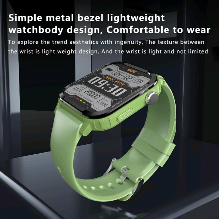 G96 1.85 inch HD Square Screen Rugged Smart Watch Support Bluetooth Calling/Heart Rate Monitoring/Blood Oxygen Monitoring(Green) by buy2fix