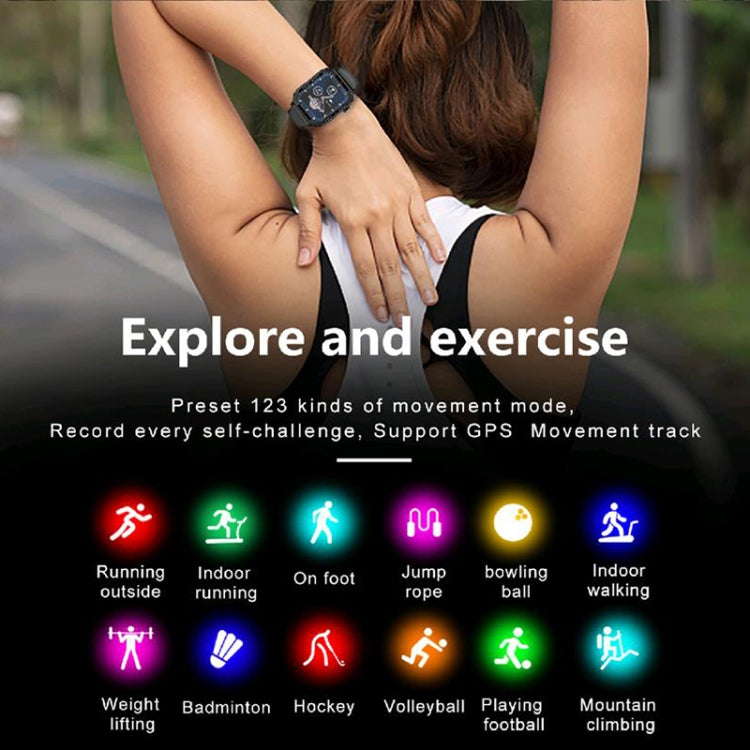 G96 1.85 inch HD Square Screen Rugged Smart Watch Support Bluetooth Calling/Heart Rate Monitoring/Blood Oxygen Monitoring(Green) by buy2fix