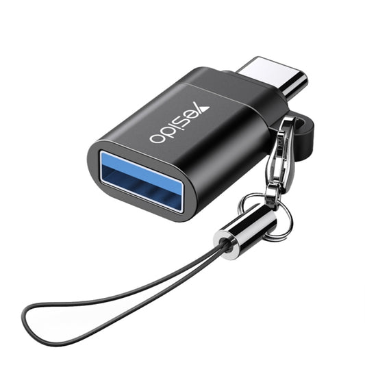 Yesido GS06 Type-C to USB 3.0 OTG Mini Connector Adapter with Keychain(Black) - Converter & Adapter by Yesido | Online Shopping UK | buy2fix