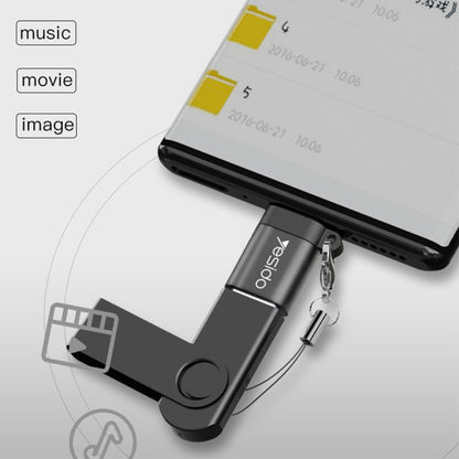 Yesido GS06 Type-C to USB 3.0 OTG Mini Connector Adapter with Keychain(Black) - Converter & Adapter by Yesido | Online Shopping UK | buy2fix