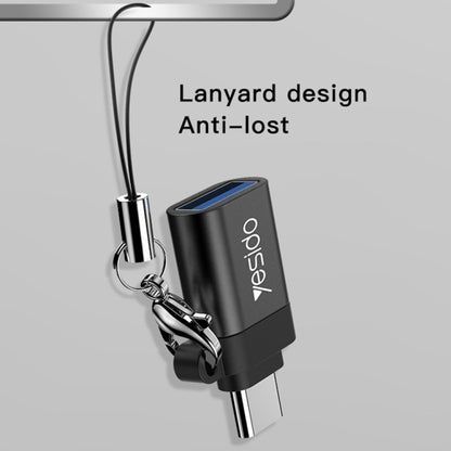 Yesido GS06 Type-C to USB 3.0 OTG Mini Connector Adapter with Keychain(Black) - Converter & Adapter by Yesido | Online Shopping UK | buy2fix