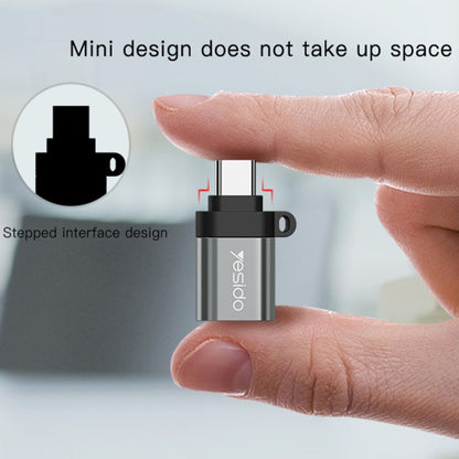 Yesido GS06 Type-C to USB 3.0 OTG Mini Connector Adapter with Keychain(Black) - Converter & Adapter by Yesido | Online Shopping UK | buy2fix