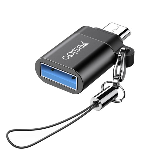 Yesido GS07 Micro USB to USB 2.0 OTG Mini Connector Adapter with Keychain(Black)