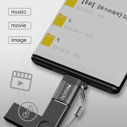 Yesido GS07 Micro USB to USB 2.0 OTG Mini Connector Adapter with Keychain(Black) - Converter & Adapter by Yesido | Online Shopping UK | buy2fix