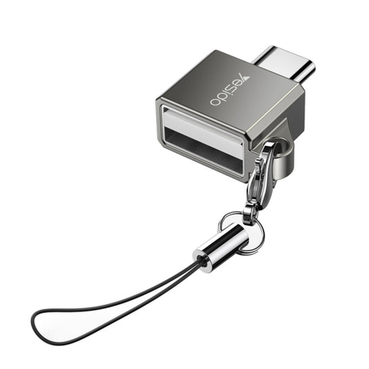 Yesido GS08 Type-C to USB 3.0 OTG Mini Connector Adapter with Keychain(Black) - Converter & Adapter by Yesido | Online Shopping UK | buy2fix
