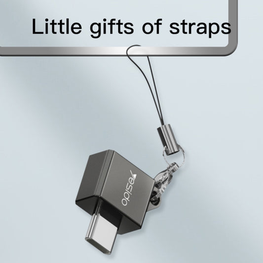 Yesido GS08 Type-C to USB 3.0 OTG Mini Connector Adapter with Keychain(Black) - Converter & Adapter by Yesido | Online Shopping UK | buy2fix