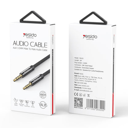 Yesido YAU15 3.5mm Male to 3.5mm Male Audio Cable, Length:2m(Black) - Video & Audio Cable by Yesido | Online Shopping UK | buy2fix