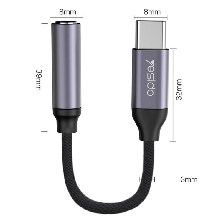 Yesido YAU19 Type-C to 3.5mm Audio Adapter Cable(Grey) - Video & Audio Cable by Yesido | Online Shopping UK | buy2fix