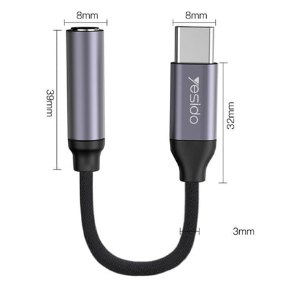 Yesido YAU19 Type-C to 3.5mm Audio Adapter Cable(Grey) - Video & Audio Cable by Yesido | Online Shopping UK | buy2fix