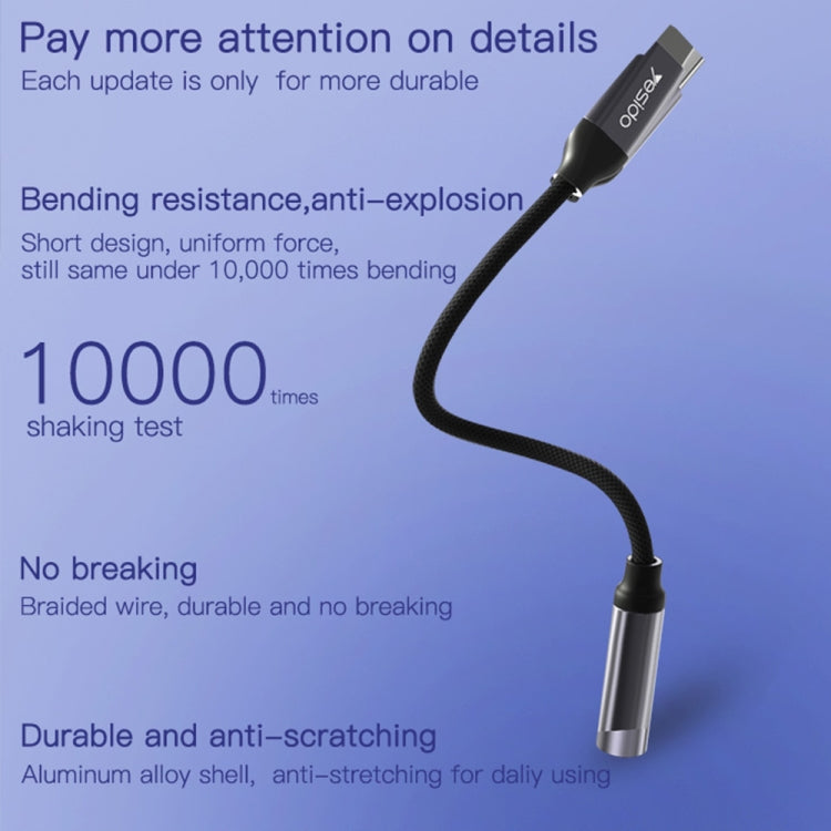 Yesido YAU19 Type-C to 3.5mm Audio Adapter Cable(Grey) - Video & Audio Cable by Yesido | Online Shopping UK | buy2fix