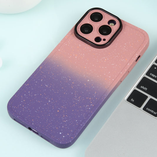 For iPhone 13 Gradient Starry Silicone Phone Case with Lens Film(Pink Purple) by buy2fix