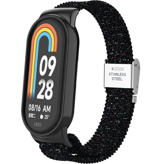 For Xiaomi Mi Band 8 Metal Head + Adjustable Nylon Braided Steel Buckle Watch Band(Starlight Black) - Watch Bands by buy2fix | Online Shopping UK | buy2fix