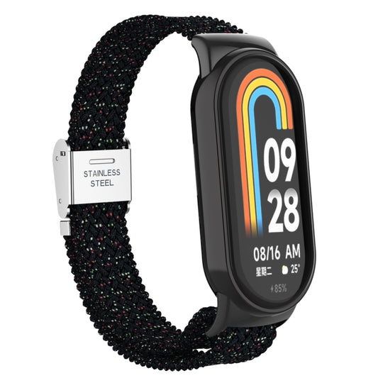 For Xiaomi Mi Band 8 Metal Head + Adjustable Nylon Braided Steel Buckle Watch Band(Starlight Black) - Watch Bands by buy2fix | Online Shopping UK | buy2fix