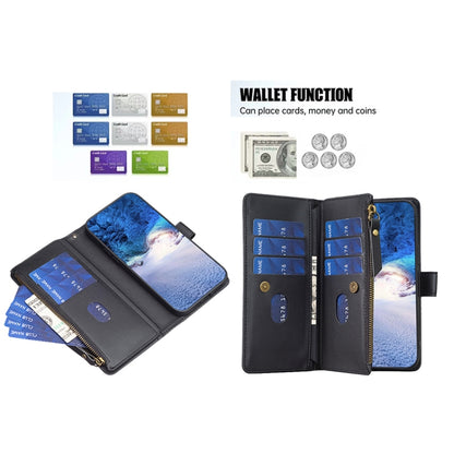 For iPhone 11 9 Card Slots Zipper Wallet Leather Flip Phone Case(Black) - iPhone 11 Cases by buy2fix | Online Shopping UK | buy2fix