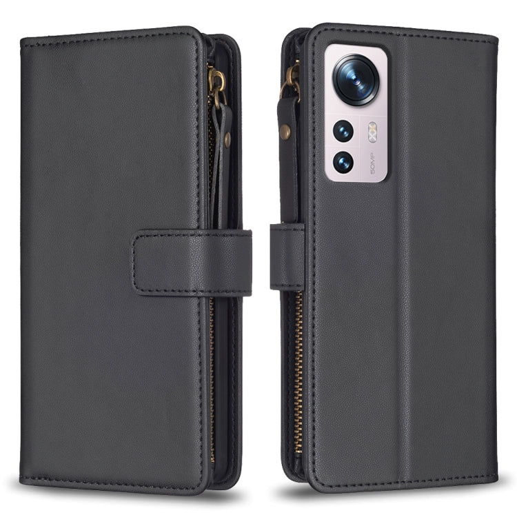 For Xiaomi 12 9 Card Slots Zipper Wallet Leather Flip Phone Case(Black) by buy2fix
