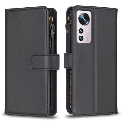 For Xiaomi 12 9 Card Slots Zipper Wallet Leather Flip Phone Case(Black) by buy2fix