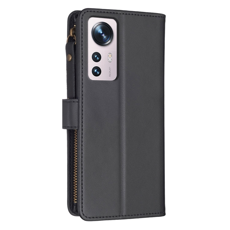 For Xiaomi 12 9 Card Slots Zipper Wallet Leather Flip Phone Case(Black) by buy2fix