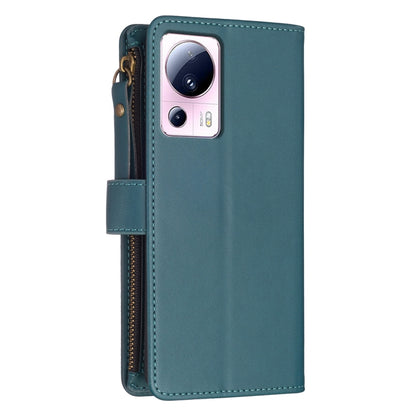For Xiaomi 13 Lite 9 Card Slots Zipper Wallet Leather Flip Phone Case(Green) - Xiaomi Cases by buy2fix | Online Shopping UK | buy2fix