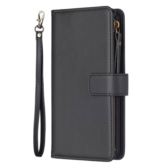 For Xiaomi Redmi Note 13 Pro+ 5G 9 Card Slots Zipper Wallet Leather Flip Phone Case(Black) - Xiaomi Cases by buy2fix | Online Shopping UK | buy2fix