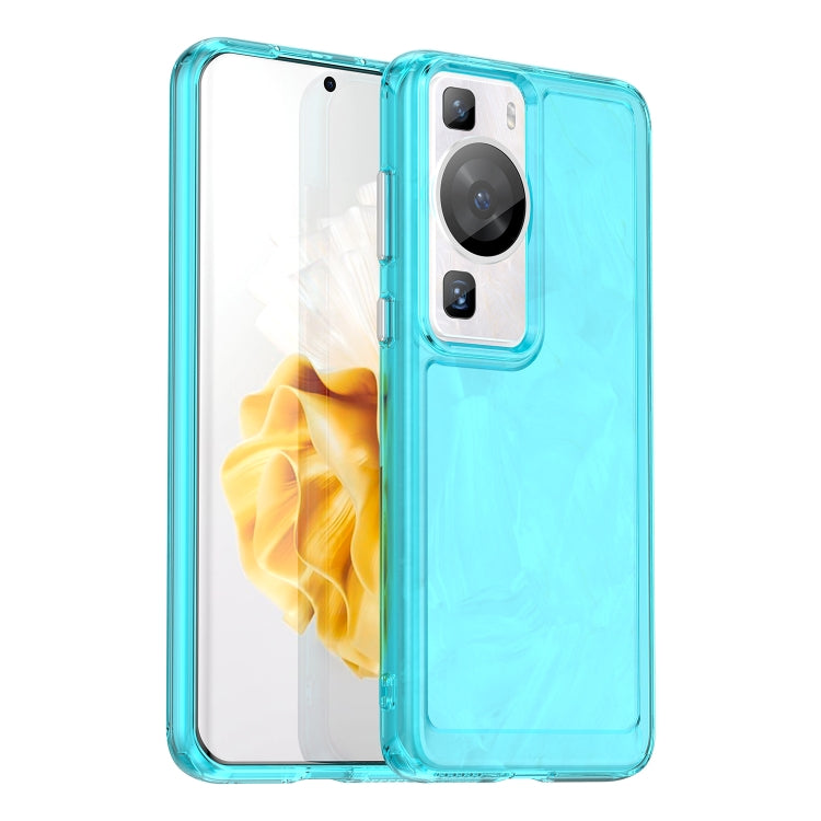 For Huawei P60 / P60 Pro Candy Series TPU Phone Case(Transparent Blue) - Huawei Cases by buy2fix | Online Shopping UK | buy2fix