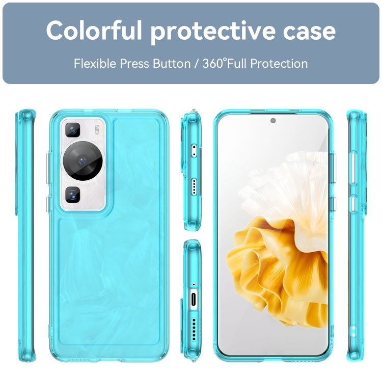For Huawei P60 / P60 Pro Candy Series TPU Phone Case(Transparent Blue) - Huawei Cases by buy2fix | Online Shopping UK | buy2fix