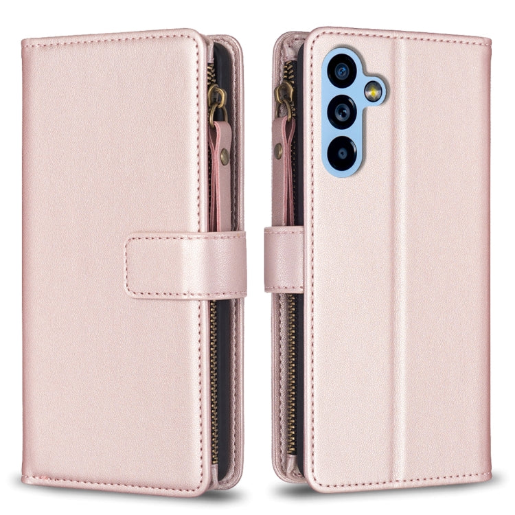 For Samsung Galaxy A54 5G 9 Card Slots Zipper Wallet Leather Flip Phone Case(Rose Gold) by buy2fix