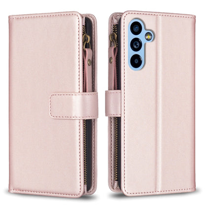 For Samsung Galaxy A54 5G 9 Card Slots Zipper Wallet Leather Flip Phone Case(Rose Gold) by buy2fix