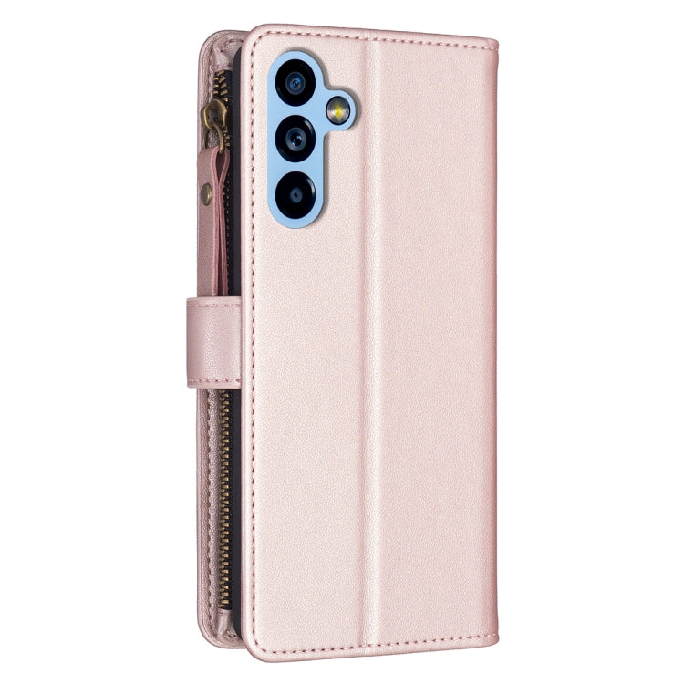 For Samsung Galaxy A54 5G 9 Card Slots Zipper Wallet Leather Flip Phone Case(Rose Gold) by buy2fix