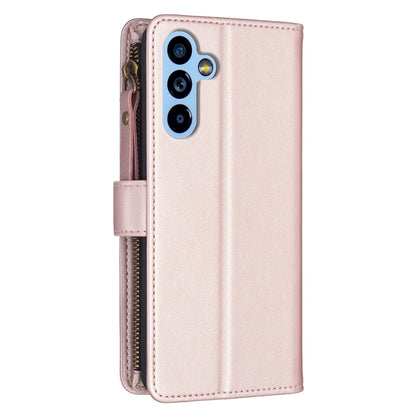 For Samsung Galaxy A54 5G 9 Card Slots Zipper Wallet Leather Flip Phone Case(Rose Gold) by buy2fix