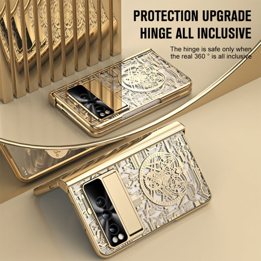 For Google Pixel Fold Mechanical Legend Integrated Electroplating All-inclusive Phone Case with Pen Slot(Gold) - Google Cases by buy2fix | Online Shopping UK | buy2fix
