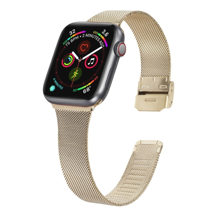 For Apple Watch Series 9&8&7 41mm / SE 3&SE 2&6&SE&5&4 40mm / 3&2&1 38mm Milanese Stainless Steel Watch Band(Vintage Gold) - Watch Bands by buy2fix | Online Shopping UK | buy2fix