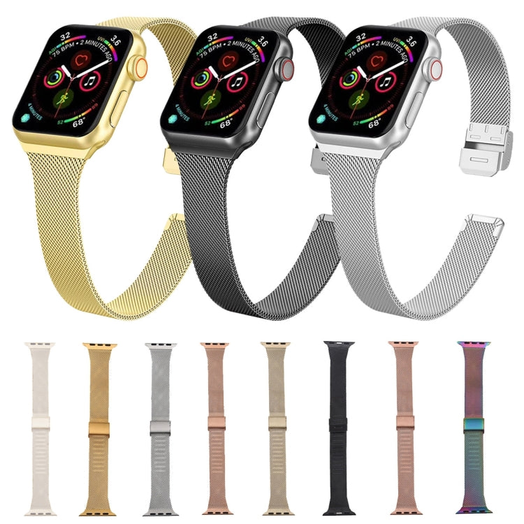 For Apple Watch Series 9&8&7 41mm / SE 3&SE 2&6&SE&5&4 40mm / 3&2&1 38mm Milanese Stainless Steel Watch Band(Vintage Gold) - Watch Bands by buy2fix | Online Shopping UK | buy2fix